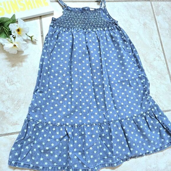 Carter's Chambray ruffled star spangled thin strapped dress - Picture 6 of 16